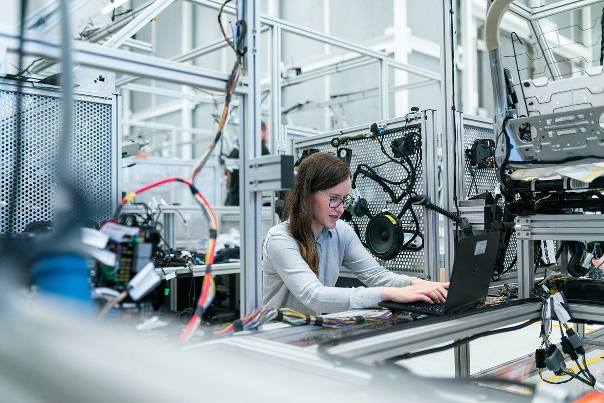 Engineer working on a production line
